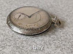 Antique Pocket Watch 1929 Hamilton 14 K White Gold Filled Needs Service