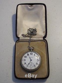 Art Deco Hamilton Pocket Watch 974 Grade 17J 14K Gold Filled Orig Velvet Box Fob