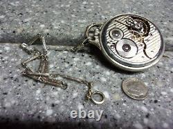 B228 120 12 K sterling silver chain and Hamilton pocket watch double roller MFB