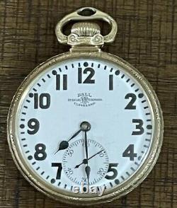 Ball Watch Co Cleveland Railroad 999P 21J 16s 1925 Pocket Watch 14k Gold Filled