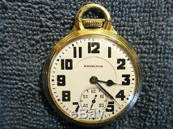 Beautiful 16s 1938 21j 992e (elinvar) Hamilton Bar over Crown pocket watch