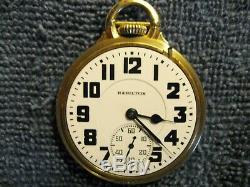 Beautiful 16s 1938 21j 992e (elinvar) Hamilton Bar over Crown pocket watch