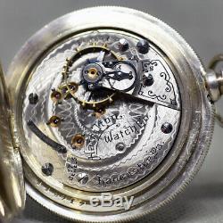 C. 1905 Hamilton 17j 18s Of Pocket Watch Mint 24hr Monty Dial #4 Coin Silver Case