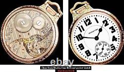 Clear Back Display Gold Plated Case Pocket Watch Hamilton 992-B Railway Special