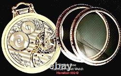Display Back Gold Plated Case 16 Size Pocket Watch Hamilton 992B Railway Special