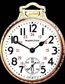 Display Back Gold Plated RAILROAD Pocket Watch Hamilton 992-B Railway Special