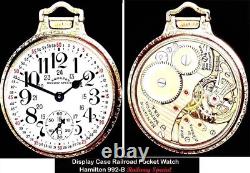 Display Back Gold Plated Railroad Pocket Watch Hamilton 992-B Railway Special