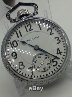 Display Salesman Hamilton 974 in a Rare Railroad Case 16s Pocket Watch Serviced
