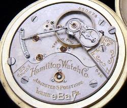 E28 HAMILTON 946 18s 23j Antique Railroad Grade Pocket Watch c. 1908