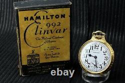 Elinvar Hamilton Railroad 992E Pocket Watch 21 Jewels Original Box