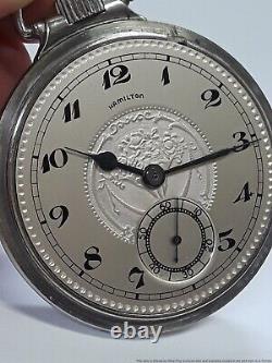 Exotic Ornate Dial Antique Hamilton White Gold Filled Pocket Watch 1010454 Lever
