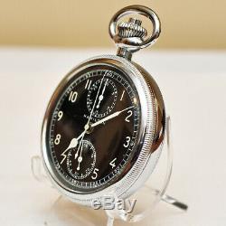 Fabulous Hamilton 16s 19j Black Dial Military Chronograph Model 23 Pocket Watch