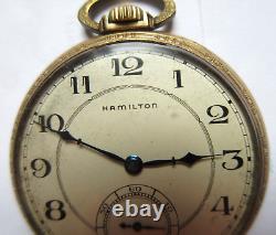 Fine Antique 10 K. Gold Filled Hamilton Pocket Watch, Estate Sale