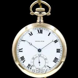 Gold 1916 HAMILTON 17 Jewel Grade 974 Pocket Watch 16s Bold Roman Nums MINT Dial