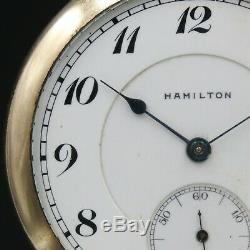Gold 1916 Hamilton 17 Jewel Pocket Watch Grade 956 Signed Case Large 16s NICE