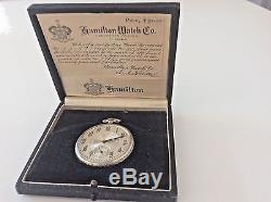 Grandpas Art Deco White Gold Hamilton Pocket Watch Original Box Certificate