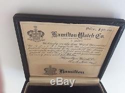 Grandpas Art Deco White Gold Hamilton Pocket Watch Original Box Certificate