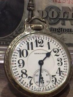 HAMILTION 992 21J 1926 Railroad Pocket Watch 14k GF Wadsworth 4 COIN WATCH FOB