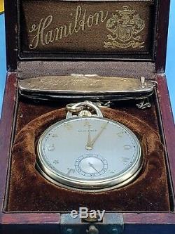 HAMILTON 17j Pocket Watch With a 10K gold Knife, 14k gold filled case and box