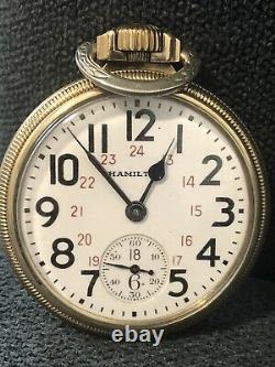 HAMILTON 1946 992B Railroad Pocket Watch 21 Jewels 10K GF NICE DIAL VINTAGE