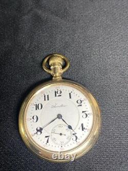 HAMILTON 21J Railroad 992 Pocket Watch 16s Lever Set 1914 Vtg Works