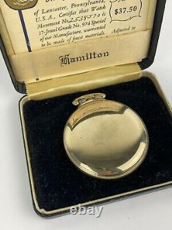 HAMILTON 974 Special 10K G. F. Montgomery Dial RR Pocket Watch With Box & Papers