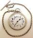 Hamilton 992b 21j Stainless Steel Railroad Grade 1966 Pocket Watch With Chain