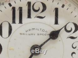 HAMILTON 992B 21J Stainless Steel RAILROAD GRADE 1966 Pocket Watch with chain