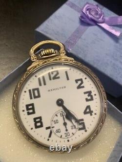 HAMILTON 992B Minty Pocket Watch 21 Jewels 10K Gold Filled RAILWAY 1946