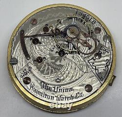 HAMILTON POCKET WATCH MOVEMENT 17 Jewels 1901 18s Runs