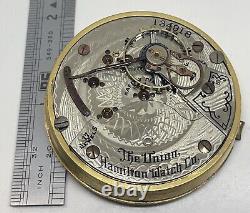 HAMILTON POCKET WATCH MOVEMENT 17 Jewels 1901 18s Runs