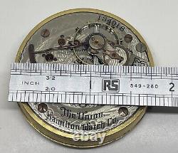 HAMILTON POCKET WATCH MOVEMENT 17 Jewels 1901 18s Runs