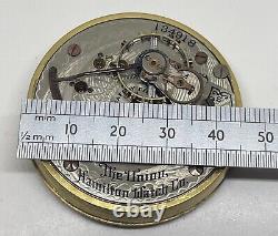 HAMILTON POCKET WATCH MOVEMENT 17 Jewels 1901 18s Runs