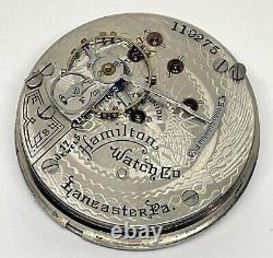 HAMILTON POCKET WATCH MOVEMENT Lancaster PA 1900 17 Jewels 18s Does Not Run