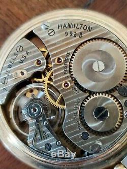 HAMILTON Railway Special 21J pocket watch, 992B 10K gold filled with Chain 1950