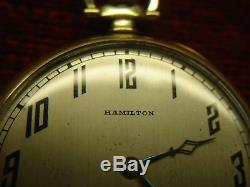 HAMILTON VINTAGE OPEN FACE POCKET WATCH With 19J MVMT & ORIG. BOX -GREAT CONDITION