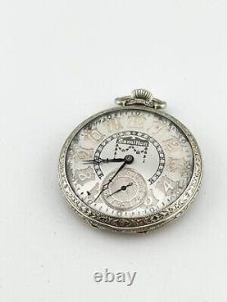 HAMILTON vintage mens silver hand winding pocket watch RARE