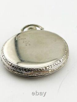 HAMILTON vintage mens silver hand winding pocket watch RARE