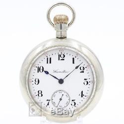 HUGE 1902 Hamilton 21 Ruby Jewel RAILROAD Grade 940 Pocket Watch 18s Silverode
