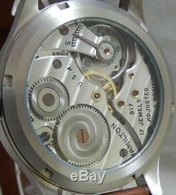 Hamilton 10s 1947 Pocket Watch Marriage Conversion 44mm cal 917 SS Wrist Watch