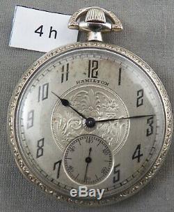 Hamilton 12 Size Pocket Watch, Open Face, 17J, Grade 910, NICE WGF Case, 1920s