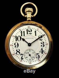 Hamilton 16S 21J 992 Railroad Pocket watch Rarer Caboose Engraved Case Fine