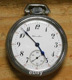 Hamilton 16s pocket watch runs great + display case 1918 lot d225
