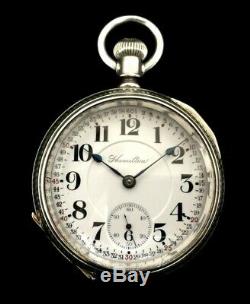 Hamilton 18S 23J 946 Railroad Pocket watch Fancy Silver Hinged Case Extra Fine