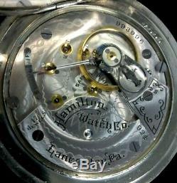 Hamilton 18s 17J 924 Railroad Pocket watch Nickel Silver hinged Case Extra Fine