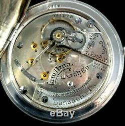 Hamilton 18s 17J 948 Railroad Pocket watch Coin Silver hinged Case Extra Fine
