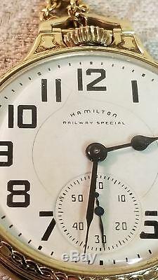 Hamilton 21j 992b Railroad pocket watch 10k gold filled 16s c. 1956