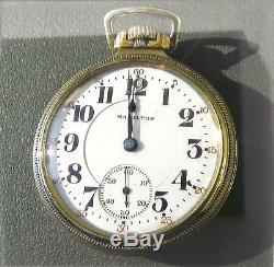 Hamilton 21j White Gold Railroad Pocket Watch And Anitique 14k Gold Chain & Fob