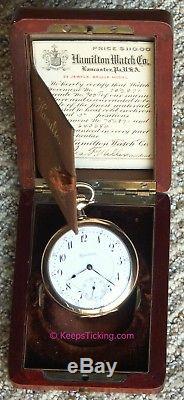 Hamilton 23 Jewel Pocket Watch in 14K Solid Gold Hamilton Case with Box & Papers