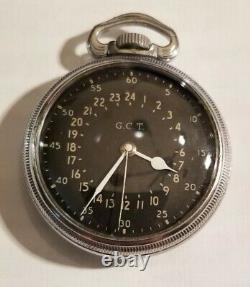 Hamilton 4992B, 16S. 21 jewel adj (1941-42) G. C. T. Military 24 hour pocket watch